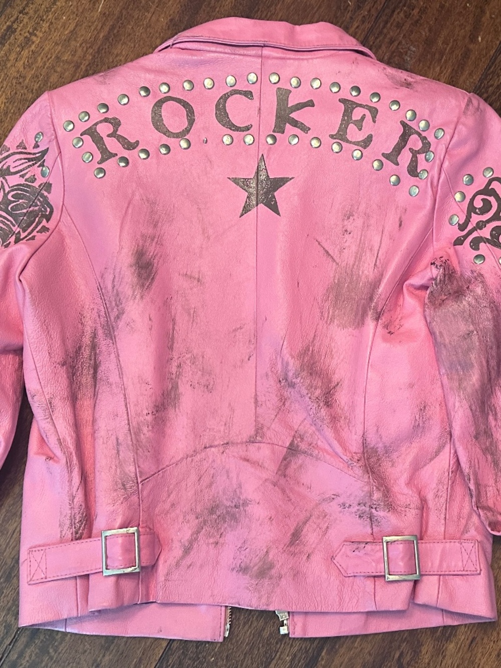 Vintage Y2K Wilsons Leather Maxima Rocker Pink Studded Motorcycle Moto Jacket M